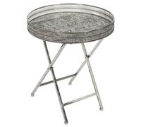 SAMARA - Table d'Appoint Décorative D48cm en Métal Argenté Pied Pliable