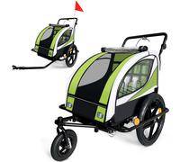 SAMAX Remorque Vélo Convertible Jogger 2en1 Enfants 360° Amortisseur Vert