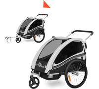 SAMAX Remorque vélo pivotante à 360° 2en1 Jogger - en gris - Black Edition