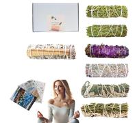 SAMAYZEN - Kit de 7 encens naturels à brûler à Base de Sauge Blanche, romarin, palo Santo, Bleu, cèdre, sinuata Lilas, genévrier, cèdre - Kit de Purification énergétique - pour méditer et se détendre