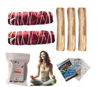 SamayZen Kit de nettoyage énergétique premium | 2 sauge blanche avec pétales de rose + 3 Palo Santo naturel | purification, aromathérapie et méditation | 100 % naturel et artisanal