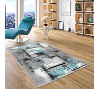 Samba - Tapis de designer - Gris Moderne Turquoise Urbain - 5 tailles
