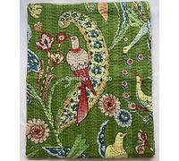 Sambhav Quilt Hub Handblock Couverture Kantha en coton faite à la main avec imprimé animal de style hippie pour grand lit/très grand lit (vert, très grand lit, 228,6 x 274,3 cm)