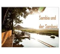 Sambia und der Sambesi (Wandkalender 2026 DIN A2 quer), CALVENDO Monatskalender: Sambia, der Name leitet sich von dem Fluss Sambesi ab, der durch das ... wie Tiere die Wasserversorgung vereinfacht.