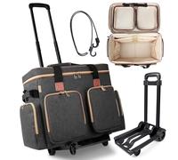 Sambois Sac fourre-tout à roulettes pour enseignant avec chariot amovible, sac à roulettes avec compartiment rembourré pour ordinateur portable jusqu'à 15,6", mallette à roulettes multifonction pour