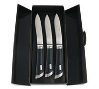 Sambonet 52552 A01 Special Knife 18/10 Lot de 3 Couteaux à Steak T Bone 25,6 cm, Lame Lisse, Acier Inoxydable, Noir 3 unités