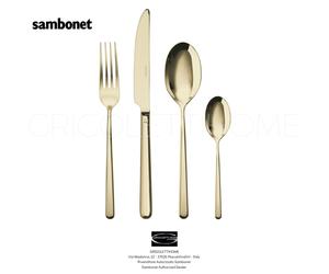 Sambonet - LINEAR Mirror PVD Champagne - Set Couverts 24 Pièces X 6 Gens