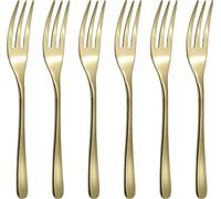 Sambonet - Taste Lot de 6 fourchettes Dolce en acier inoxydable, fourchettes à dessert, finition PVD, passent au lave-vaisselle, doré