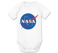 Sambosa NASA Logo Body Rocket bébé Moon Coton Bio Proverbes Barboteuses Garçons et Filles 0-12, Größe2:68/4-6 Mois, Baby:Blanc