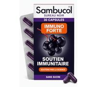 Sambucol Immuno Forte Sureau Noir Immunité, Vitamine C, Zinc - 30 Gélules | Complément alimentaire végan au sureau noir avec vitamine C et zinc pour le soutien du système immunitaire