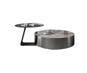 SAMCIOI Table Basse Salon Rock Slab Coffee Table, Simple Living Room, Italian-Style Small Apartment, Round Side, Tea(80x80x32cm)