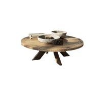 SAMCIOI Table Basse Salon Table à thé Ancienne en Bois Massif, Table à thé Ronde de Salon Rural, Table Centrale rétro for séjour chez l'habitant Table D'appoint Table Basse(100cm)