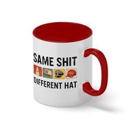 Same Shit Different Hat Funny Political Satire Mug - Sarcastic Anti Trump Meme Coffee Cup - Protest Graphic Gift Blanc tasse à café avec Red Rim et poignée Mug