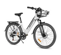 Samebike A01Pro Vélo électrique 26"" - Moteur 500W - Batterie 36V/15Ah, Autonomie 120km,Shimano 7 Vitesses, Fourche Suspendue,Blanc