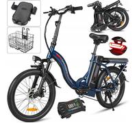 samebike CY20-Vélo électrique pliable- Moteur 350W Batterie 36V 12Ah-Autonomie 60Km-Bleu foncé