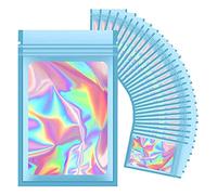 SameeHome 100 PièCes SéRies Holographiques Refermables, Pochette en Anti-Odeurs avec FenêTre Transparente pour Le Stockage des Aliments