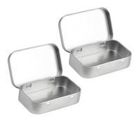 SameeHome Lot de 2 petites boîtes de rangement rectangulaires avec couvercle - Petites boîtes en métal avec couvercle - Petite boîte en tôle pour le rangement à - - Argenté