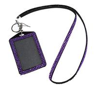 SameeHome Porte-badge vertical avec strass et cristal (violet)