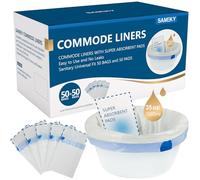 Sameky Lot de 50 doublures de chaise percée avec coussinets absorbants, ajustement universel, jetables et coussinets pour chaises percées adultes (50 sacs + 50 coussins)