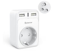 Sameriver Adaptateur Prise France vers Inde, 4 en 1 Adaptateur Prise Inde 2 USB 1 Type C 1 Prises, France vers Sri Lanka, Inde, Népal Inde Type D