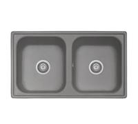 Samet, Évier de cuisine 86 x 50 Granitovero 862VCRP, 2 bacs, chrome