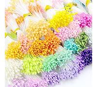 SAMEZA 900 pcs/lot Aléatoire Mixte Double Têtes DIY Artificielle Mini Perle Fleur Étamine Pistil 1mm Étamine Florale pour la Décoration De Mariage DIY, Multi