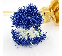 SAMEZA 900pcs / lot Aléatoire Mixte Double Têtes DIY Artificielle Mini Perle Fleur Étamine Pistil 1mm Étamine Florale pour La Décoration De Mariage DIY, Deep Blue