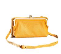 SAMEZA Sac à bandoulière Simple Tendance pour téléphone Portable, Fermoir à Baiser, Sacoche Polyvalente, Multi-Cartes, Porte-clés, pour Femme, Jaune