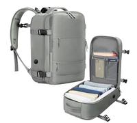 Samfolk Sac a Dos Voyage Cabine Avion Valise Bagages Cabine Sac 40x20x25 pour Ryanair Sac à Dos de Voyage 13 Poches Avec Sac à Chaussures Séparé pour Femmes et Hommes Sac à Sos Cabine, 20 L, Gris
