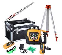 Samger Laser Auto-nivelant Rotatif IP54 Niveau Laser 360 Vert, Horizontal Vertical, 1.65M Règle de Mesure en Aluminium, 5M Trépied à 5 Sections, Plage de Travail 500M, avec Télécommande, Destinataire