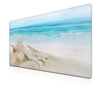 Samgula Grand sous-main de bureau avec base en caoutchouc antidérapant pour travail/jeu/bureau/maison, coquillages d'océan, plage de sable 35,4 x 40 cm