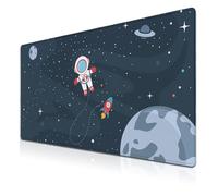 Samgula Grand tapis de souris avec motif astronaute mignon pour homme, accessoires de bureau, tapis de souris XXL, base en caoutchouc antidérapant, imperméable avec bords cousus, 90 x 40 cm, pour