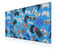 Samgula Grand tapis de souris bleu extra large - Accessoires de bureau chic - Base en caoutchouc antidérapante - 90 x 40 cm - Pour bureau de jeu, diverses manettes de jeu de dessin animé