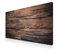Samgula Tapis de souris de jeu pour ordinateur, tapis de bureau XXL, tapis de souris imperméable et antidérapant en caoutchouc, 90 x 40 cm, pour travail/jeux/bureau, bois foncé, planche en bois