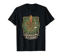 Samhain Blessings Rituels païens Roue de la Renaissance de l'année Re T-Shirt Graphique avec Valeur, Homme, Noir, L