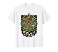 Samhain Blessings Rituels païens Roue de la Renaissance de l'année Re T-Shirt Graphique avec Valeur, Homme, Blanc, M