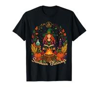 Samhain Blessings Roue de sorcière païenne de l'année Wicca Wiccan T-Shirt