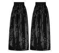 SamHeng 1 paire de jambières à paillettes brillantes, accessoires de déguisement disco des années 70, extensibles, rétro, couvre-bottes pour femme, pour carnaval, fête à thème, Noir , taille unique