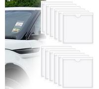 SamHeng 12 Pièces Porte-permis de Stationnement pour Pare Brise 4 Pouces Transparent Plastique Porte-Cartes Auto-adhésif Porte-vignettes Badges Billets Photos Cartes de Visite Pochettes étiquettes