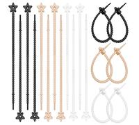 SamHeng 18 Pièces Attaches de Câble en Silicone, Réutilisable Sangles de Câble Organisateur de Cordon, Multi-usage Serre-Cable Cravate à Pain Électroniques Collier de Serrage (Noir/Blanc/Café)
