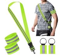 SamHeng 5 Pièces Dispositifs Sécurité Réfléchissants Élastique Haute Visibilité Réfléchissante Bandoulière Brassards de Course Réflecteur Porte-clés pour Vélo Jogging Sports Nocturne