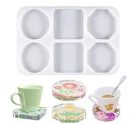 SamHeng 6 Cavités Moule de Dessous de Verre en Résine, Fait Main Moule à Savon Moule en Époxy, Grand 4 Pouces Rond Carré Octogone Dessous de verre en Résine Moulée pour Fabrication de Moules