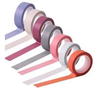 SamHeng 7 Rouleaux Washi Tape 15mm Large Motif de Grille Ruban Adhésif Papier Masking Tape, Décoratives Ruban de Masquage pour Bricolage Artisanat Journal Emballage Cadeau Scrapbooking Planificateur