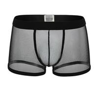 SamHeng Boxer Sexy en Maille pour Homme, sous-vêtement Respirant et Transparent, caleçon Taille Basse en résille, Cadeau pour Petit ami, sous-vêtement Extensible Quotidien, Boxer pour Homme