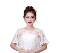 SamHeng Cape de Mariage pour Mariée, Élégant Fleur Brodée Boléro Femmes Châle Wrap Shrug Cache-épaule Dames Manteau pour Robe de Soirée Formel Demoiselles d'honneur Costume de Fête (Blanc)