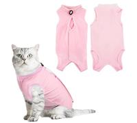 SamHeng Chat Combinaison de Récupération Professionnelle, Gilet de Récupération Chirurgicale pour Chaton, Collier E Alternative Body Chat Anti Lechage Chat Vêtements Après la Chirurgie (Rose-L)