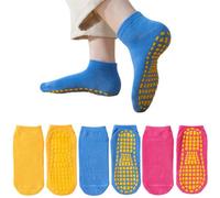 SamHeng Chaussettes Antidérapantes Enfants, 3 Paires Colorées Pour Trampoline, Sol Et Pantoufles - Anti-dérapant Pour Bambin 5-10 Ans, Garçons Et Filles