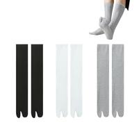 SamHeng Chaussettes Tabi Unisexe 3 Paires Chaussettes Japonaises Coton à Orteils Séparés pour Sandales Taille Mi-Mollet Élastiquepour Cosplay Shinobu et Tenues Ninja Anime(Noir + gris + blanc)