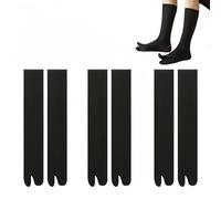 SamHeng Chaussettes Tabi Unisexe 3 Paires Chaussettes Japonaises Coton à Orteils Séparés pour Sandales Taille Mi-Mollet Élastiquepour Cosplay Shinobu et Tenues Ninja Anime(Noir)