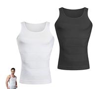 SamHeng Chemises de compression pour hommes, 2 pack Slim Body Shaper Vest Shapewear de contrôle du ventre Abdomen ci-dessous du camion-citerre